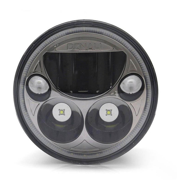 Denali M5 E-Mark LED Headlight Module, 5.75 Round, Black Chrome