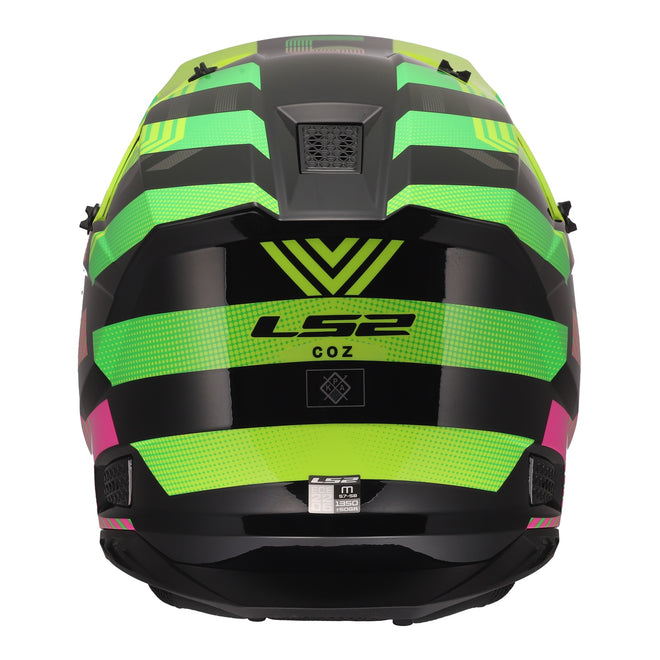 LS2 MX706J COZ Junior Helmet - Chromatic Black / Hi-Vis Pink