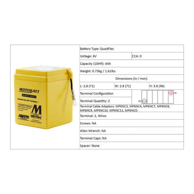 Motobatt Battery Quadflex AGM - MBT6N4