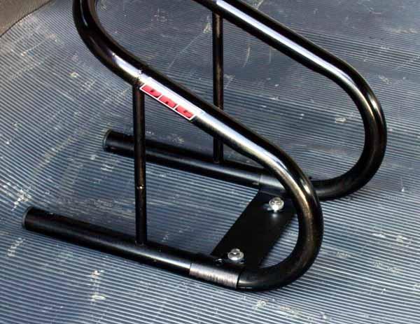 The DRC Wheel Chock fitting kit makes it easy to attach and remove the DRC Moto Binding or Wheel Chock 2 (SAMPLE PICTURE OF THE WHEEL CHOCK)