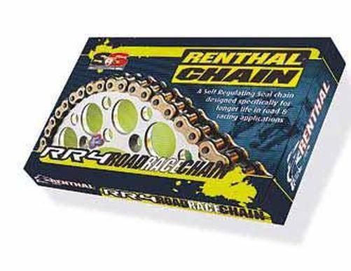 Renthal RR4 SRS Road Race Chain feature high alloy steel plates and pins, solid bushings and rollers, shot peened side plates for added strength
