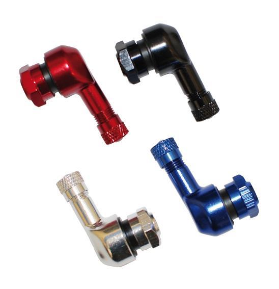 90 Degree Tubless Valve Pair, Alloy, Red.