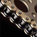 Renthal R4 Road Chain uses quality materials - all R4 SRS Road chains feature high alloy steel plates and pins, solid bushings and rollers, shot peened side plates for added strength and gold side plates.